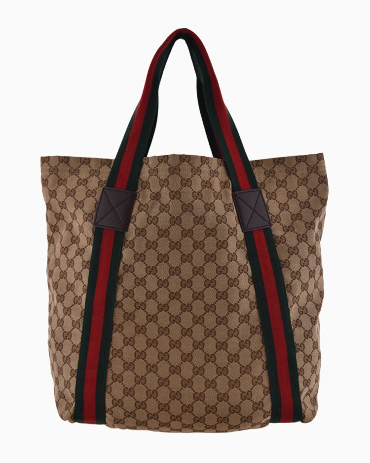 Bolsa Gucci Original GG Canvas Vintage Web Large Tote Feminina